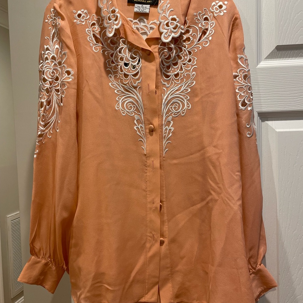 Embroidered Women's Top in Peach